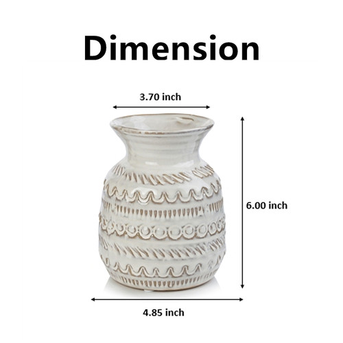 5" W 6" H White Ceramic Pineapple Vase