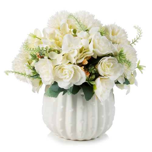 5.00" W 4.00" H White Ceramic Cactus Pot