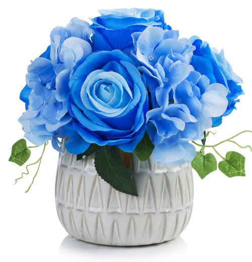 5.00" W 4.25" H White Ceramic Triangle Print Pot