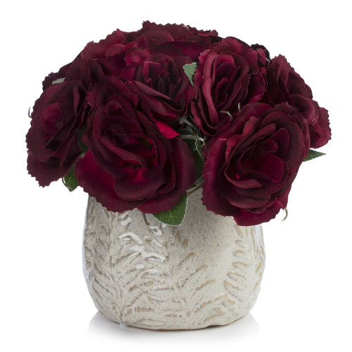 4.70" W 4.20" H White Ceramic Fern Print Pot
