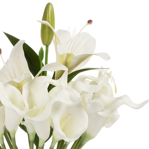 Artificial Real Touch Lily Flower Arrangement in Clear Glass Vase with Faux Water