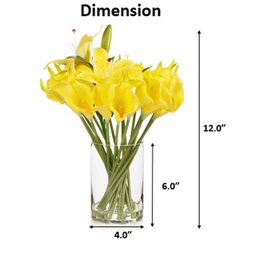 Artificial Real Touch Lily Flower Arrangement in Clear Glass Vase with Faux Water