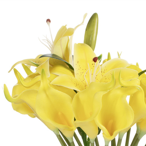 Artificial Real Touch Lily Flower Arrangement in Clear Glass Vase with Faux Water
