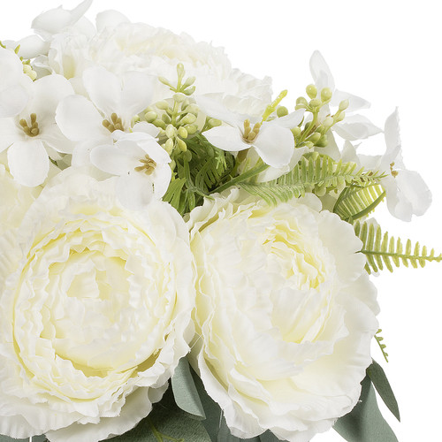 Artificial Peony Flower Arrangement in Glass Vase with Faux Water