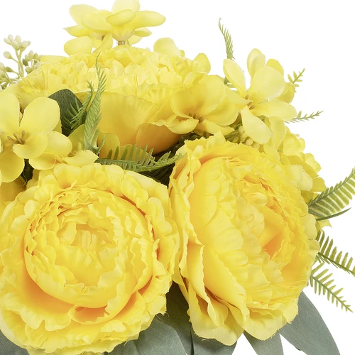Artificial Peony Flower Arrangement in Glass Vase with Faux Water