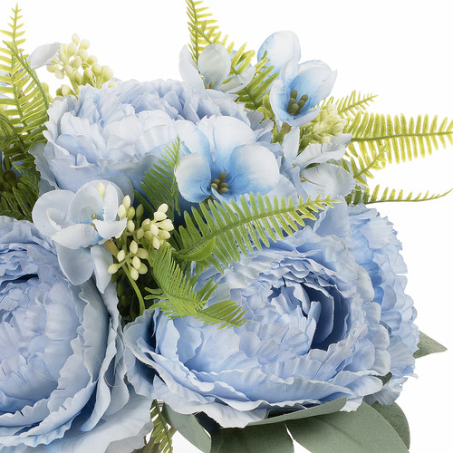 Artificial Peony Flower Arrangement in Glass Vase with Faux Water