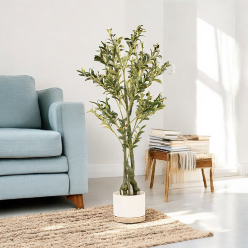 Faux Olive Tree with Branches and Fruits in Pot (New)