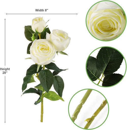 28" Rose Flower Stem (New) — Available in 6 Colors