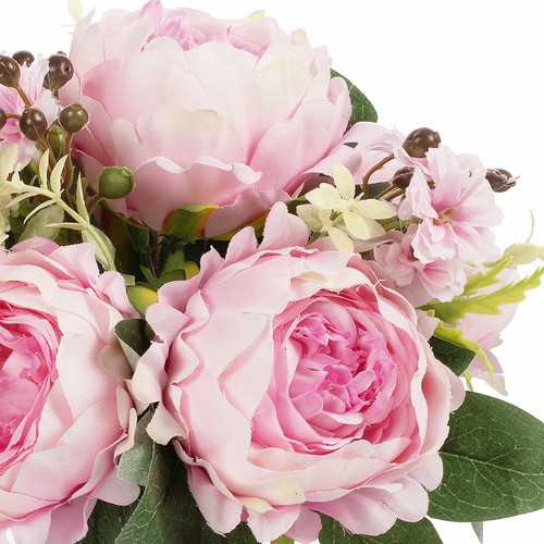 Mixed Artificial Peony Flower Arrangement in Glass Vase with Faux Water (New) — Available in 5 Colors