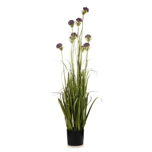 48" Artificial Grass with Lifelike Flowers in Pot (New) — Available in 3 Colors