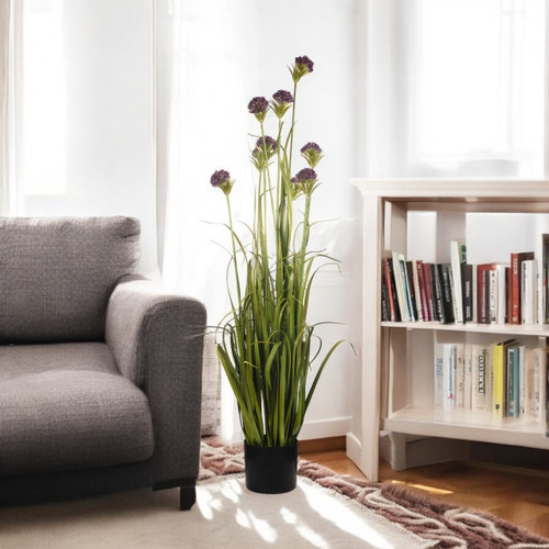 48" Artificial Grass with Lifelike Flowers in Pot (New) — Available in 3 Colors