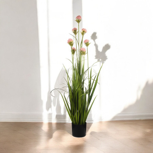 48" Artificial Grass with Lifelike Flowers in Pot (New) — Available in 3 Colors