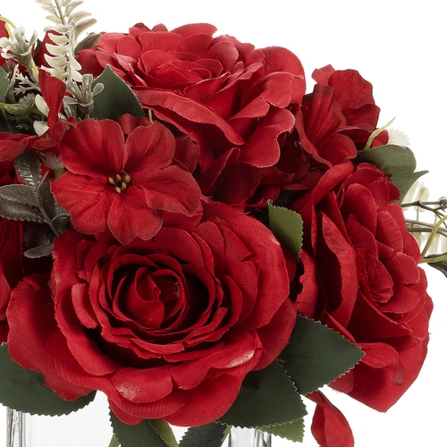 Artificial Rose Flower Arrangement in Glass Vase with Faux Water (New) — Available in 5 Colors