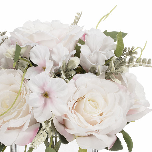Artificial Rose Flower Arrangement in Glass Vase with Faux Water (New) — Available in 5 Colors