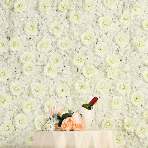 12 Pack 33 Sq ft. UV Protected 3D Silk Rose & Hydrangea Flower Wall Mat Panel (New) — Available in 4 Colors