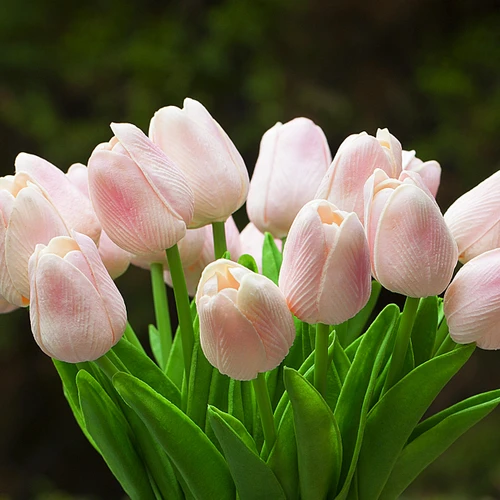 20 Pieces Artificial Real Touch Tulips Flower Arrangement in Glass Vase With Faux Water (New) — Available in 9 Colors