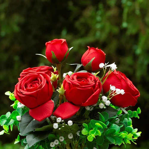 Mixed Rose Flower Arrangement in Clear Glass Vase with Acrylic Water (New) — Available in 3 Colors