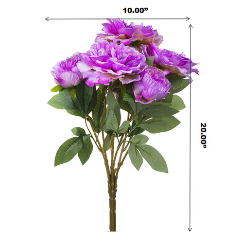 20"Artificial Peony Flower Bush with 7 Large Flower Head (New) — Available in 3 Colors