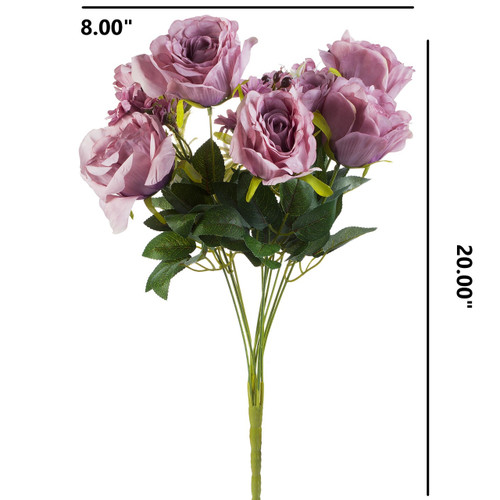 Mixed Artificial Rose Flower Bush (New) — Available in 3 Colors