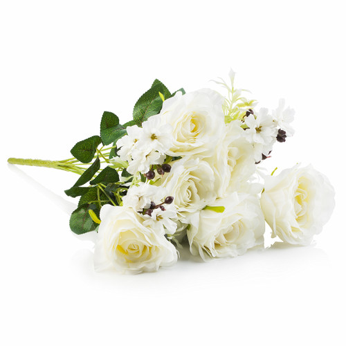 Mixed Artificial Rose Flower Bush (New) — Available in 3 Colors