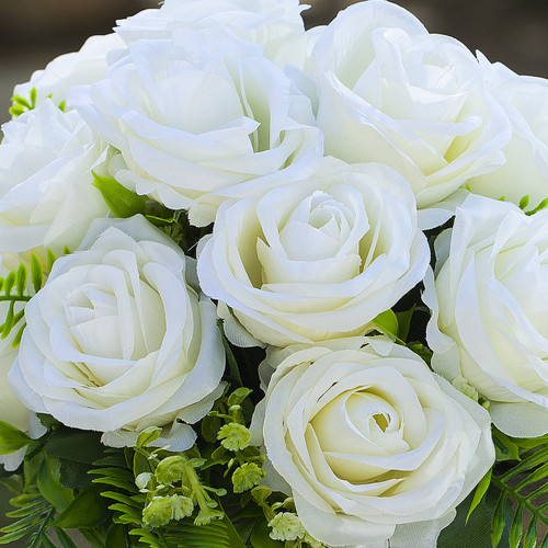 18 Heads Mixed Rose Flower Arrangement With Wood Planter (New) — Available in 4 Colors