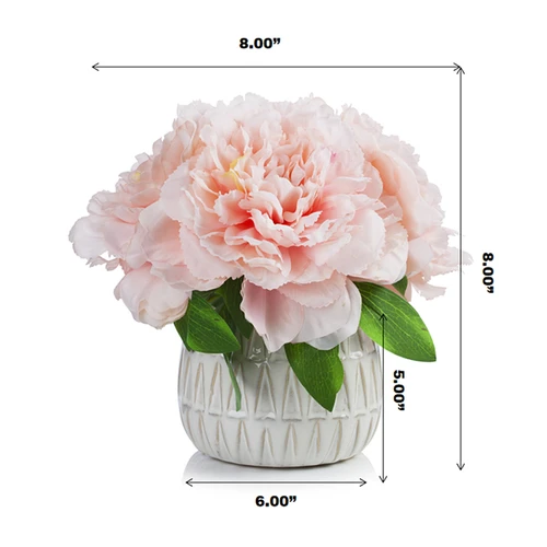 Artificial Silk Peony Flower  in Ceramic Pot (New) — Available in 2 Colors