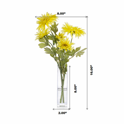 Artificial Daisy Flower Arrangement in Glass Vase (New) — Available in 2 Colors