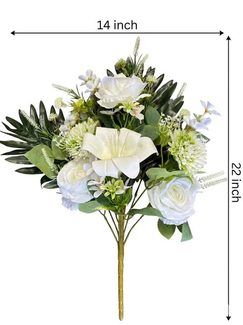 22" Mixed Artificial Rose and Lily Flower Bush — Available in 3 Colors