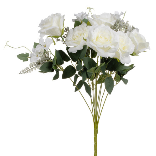 20" Mixed Artificial Rose Flower Bush — Available in 4 Colors