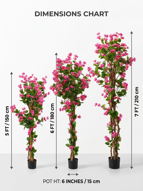 Artificial Bougainvillea Tree in Pot with Natural Trunk for Indoor Home Office Living Room Decor