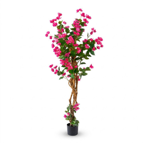 Artificial Bougainvillea Tree in Pot with Natural Trunk for Indoor Home Office Living Room Decor