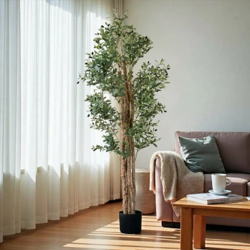 72" Artificial Olive Tree with Natural Wood Trunk