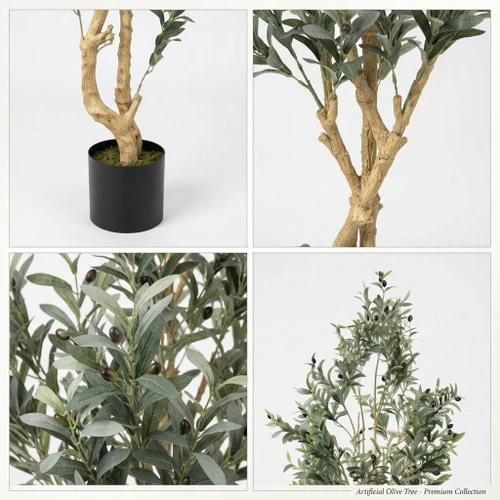 72" Artificial Olive Tree in Black Nursery Pot