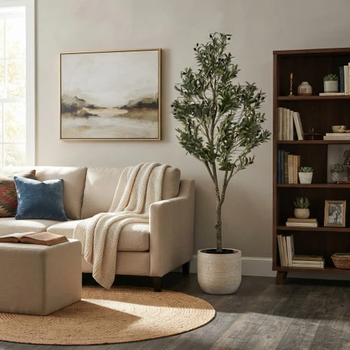 7ft Artificial Olive Tree with Black Nursery Pot