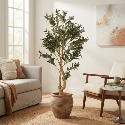 60" Artificial Olive Tree in Black Nursery Pot