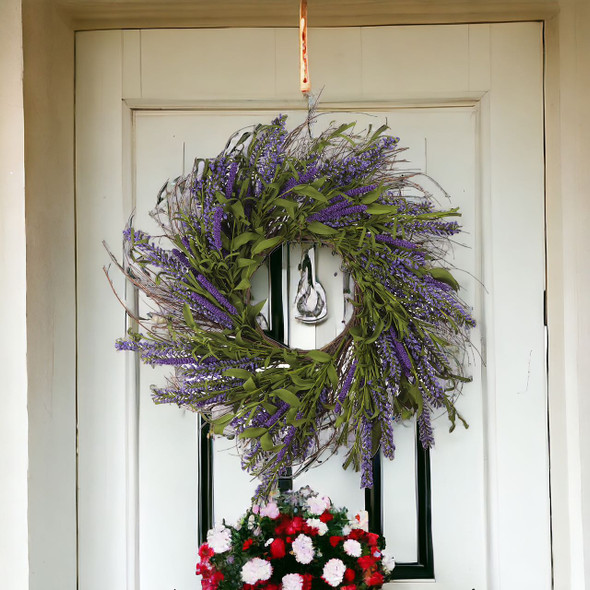 24" Mixed Artificial Lavender Flower Wreath for Front Door