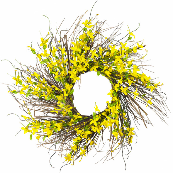 24"Mixed Artificial Forsythia Flower Wreath for Front Door