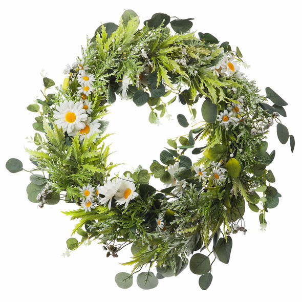 22" Artificial Daisy Flower Wreath for Front Door