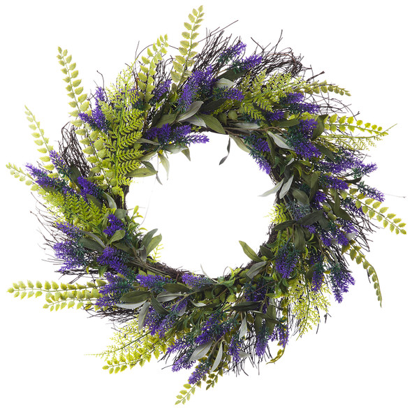 24" Artificial Lavender Flower Wreath for Front Door