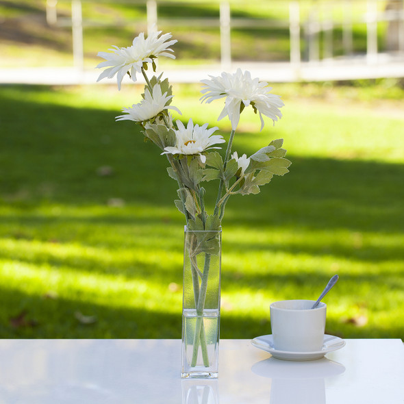 Artificial Daisy Flower Arrangement in Glass Vase(White)