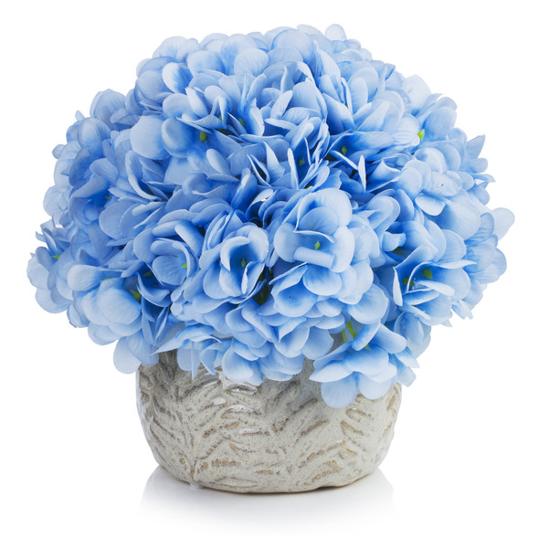 Artificial Silk Hydrangea Flower  in Ceramic Pot (Blue)