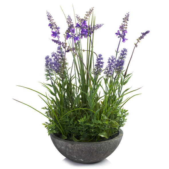 Artificial Lavender Flower with Greenery in Pot