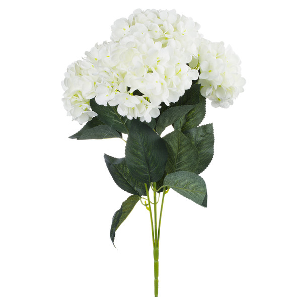 Artificial Faux Hydrangea Flower Bush (Cream)