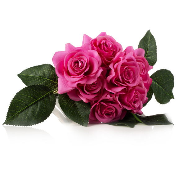 7 Heads Open Rose Flower Bouquet (Fuchsia)