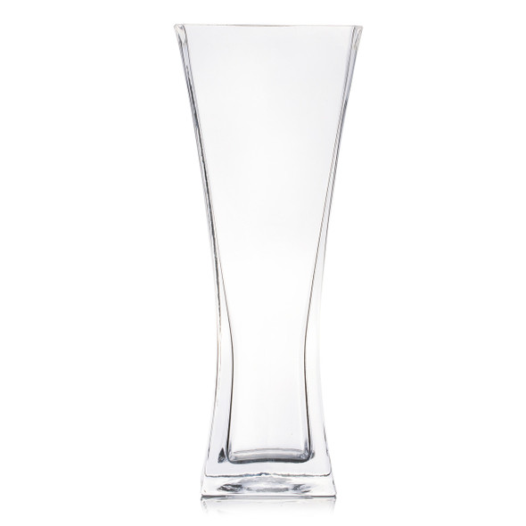 Unique Flared Square Glass Vase 3.0" W 8.0" H