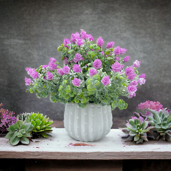 Mixed  Artificial Mini Flower in Pot (Pink)