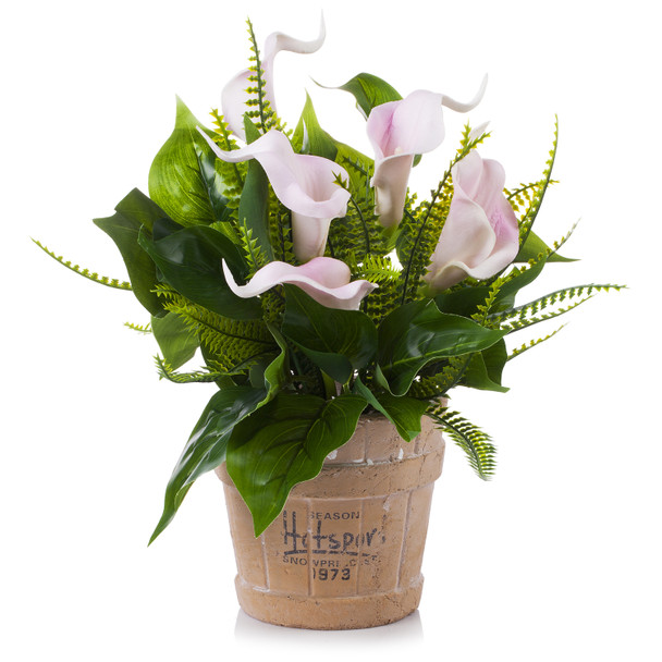 Real Touch Lily Flower Arrangement with Green Leaf  in Pot Real Touch Lily Flower Arrangement with Green Leaf  in Pot