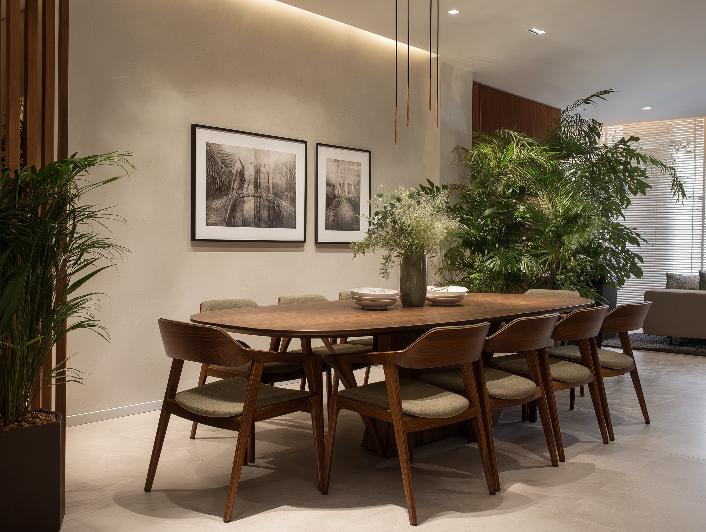 Dining table styled with a full floral centerpiece