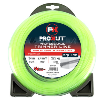 BRT729 - PROKUT TRIMMER LINE SQUARE GREEN .095 2.4MM 1/2 LB