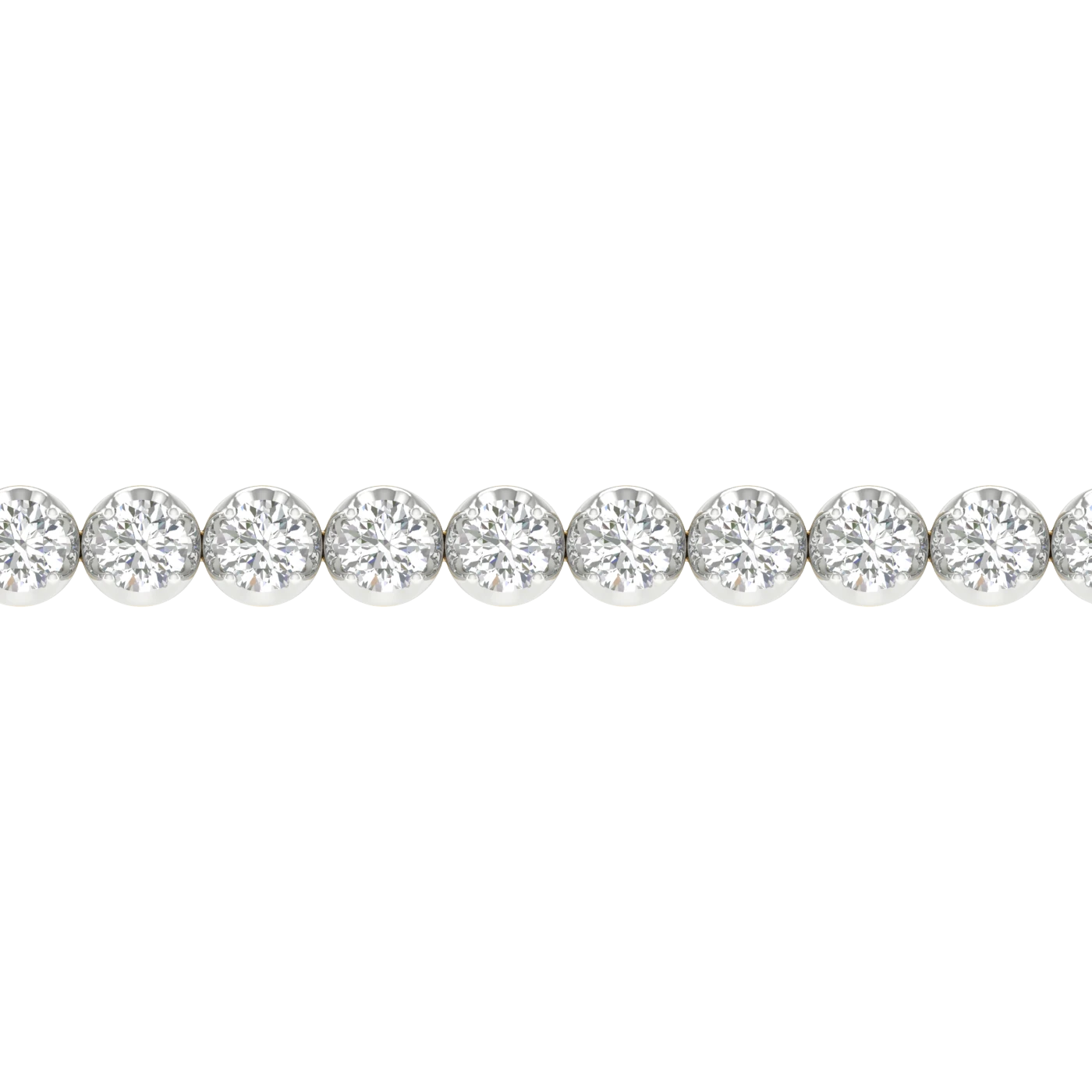 A close-up view of the 14K yellow gold cup set F VS diamond bracelet, detailing the brilliance of the stones and setting.
